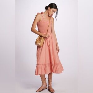 Peixoto coral Eddie smocked Dress